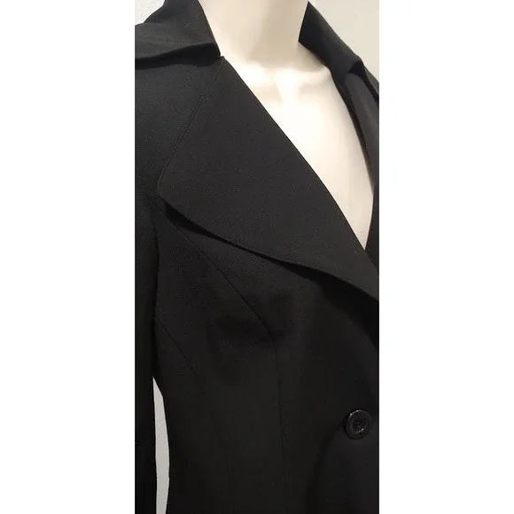 Nine West Womens Black Blazer Jacket Sz 4 Collared Button Front Career Office Lq - Picture 5 of 11